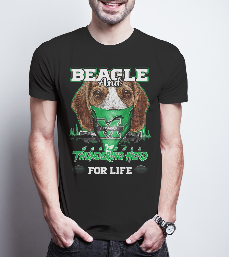 Beagle And Marshall Thundering Herd For Life T-Shirt