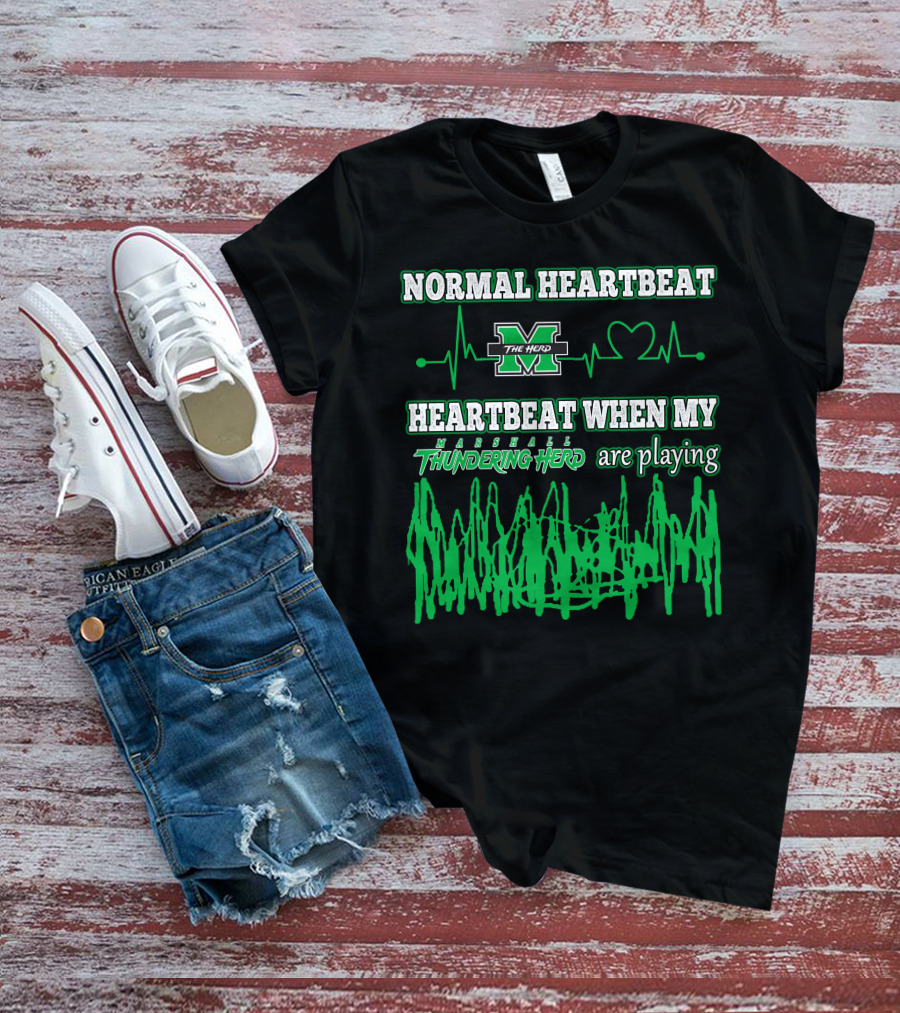 Normal Heartbeat Heartbeat When My Marshall Thundering Herd Are Playing T-Shirt