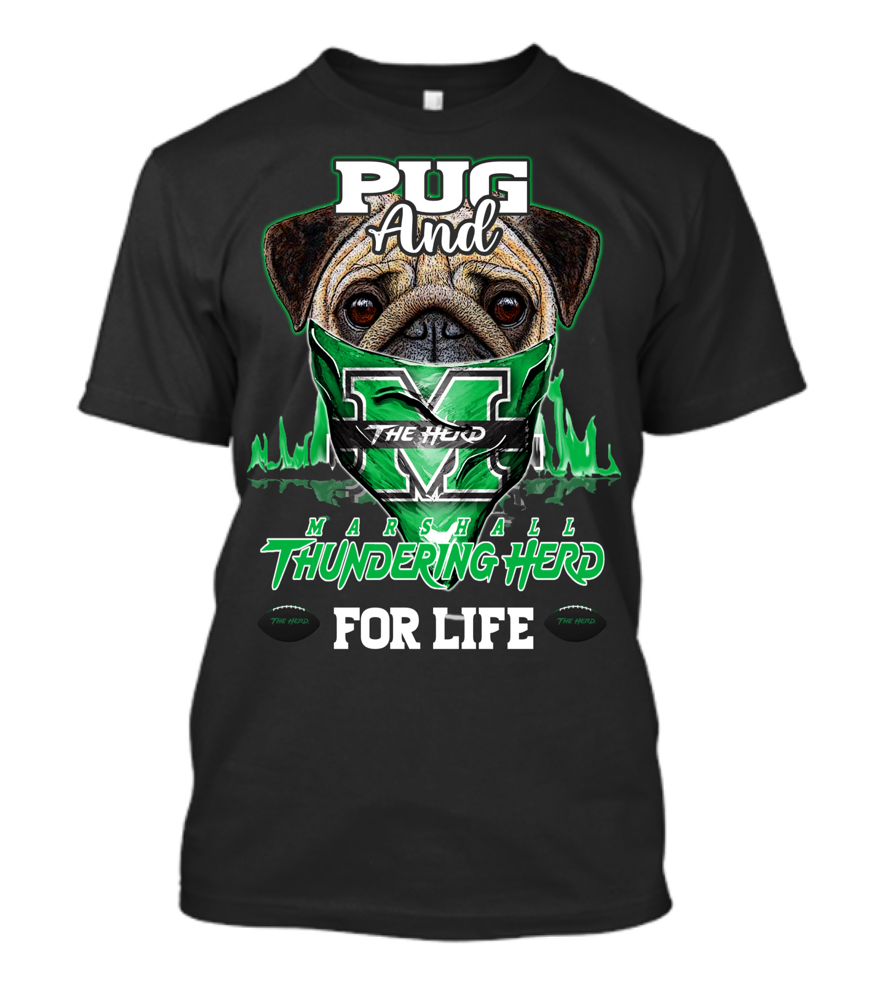 Pug And Marshall Thundering Herd For Life The Herd T-Shirt