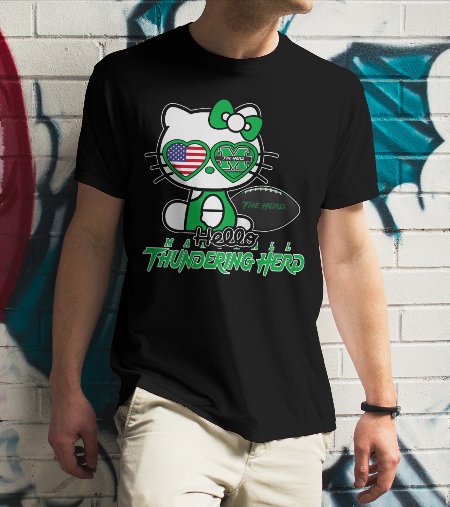 Hello Kitty Marshall The Herd Thundering Herd Football T-Shirt