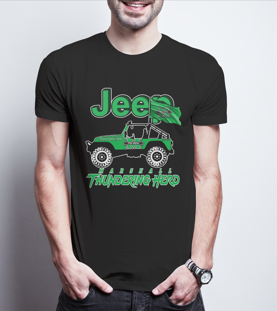 Jeep Marshall Thundering Herd The Herd Green Flag T-Shirt