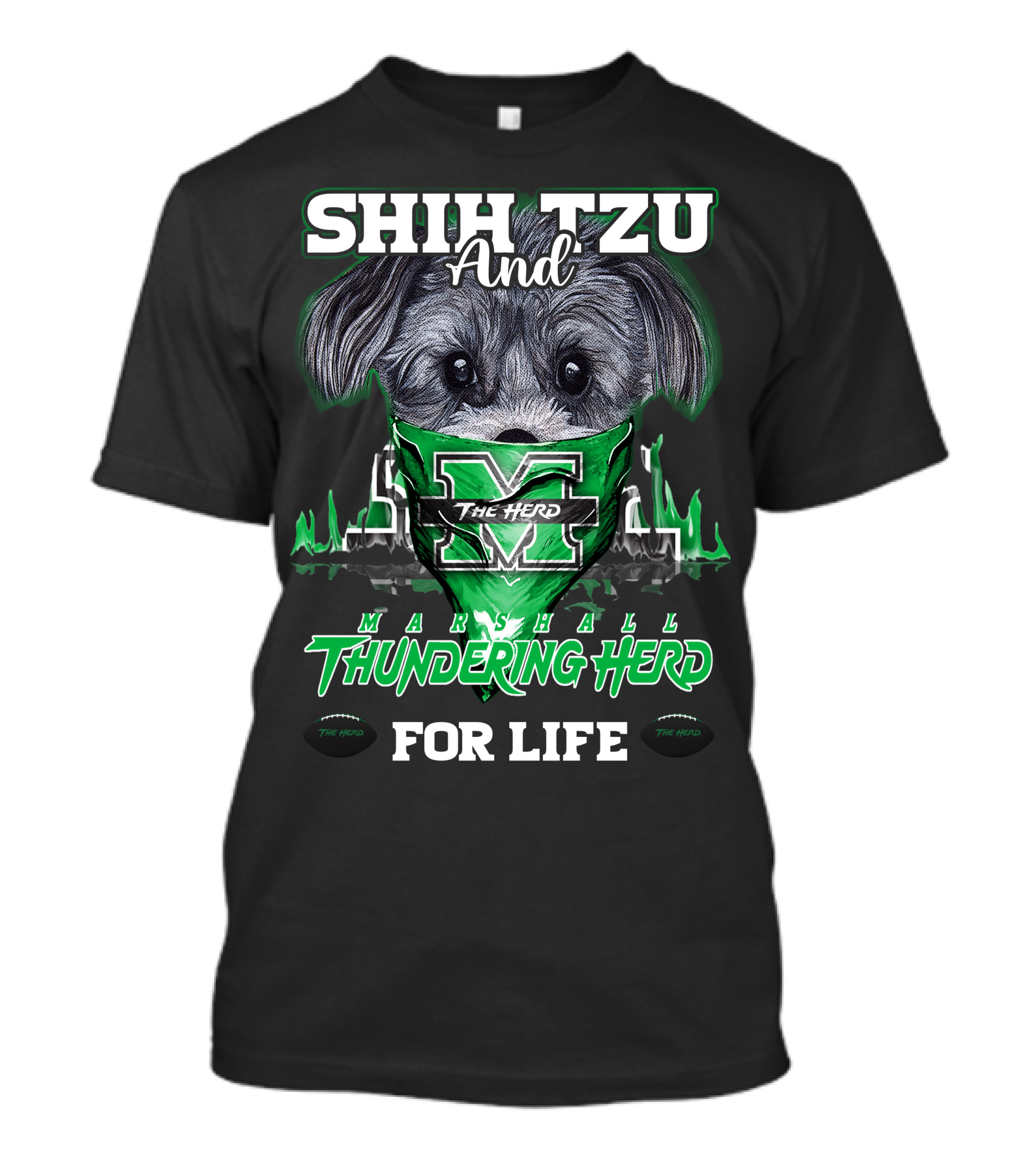 Shih Tzu And Marshall Thundering Herd The Herd For Life T-Shirt