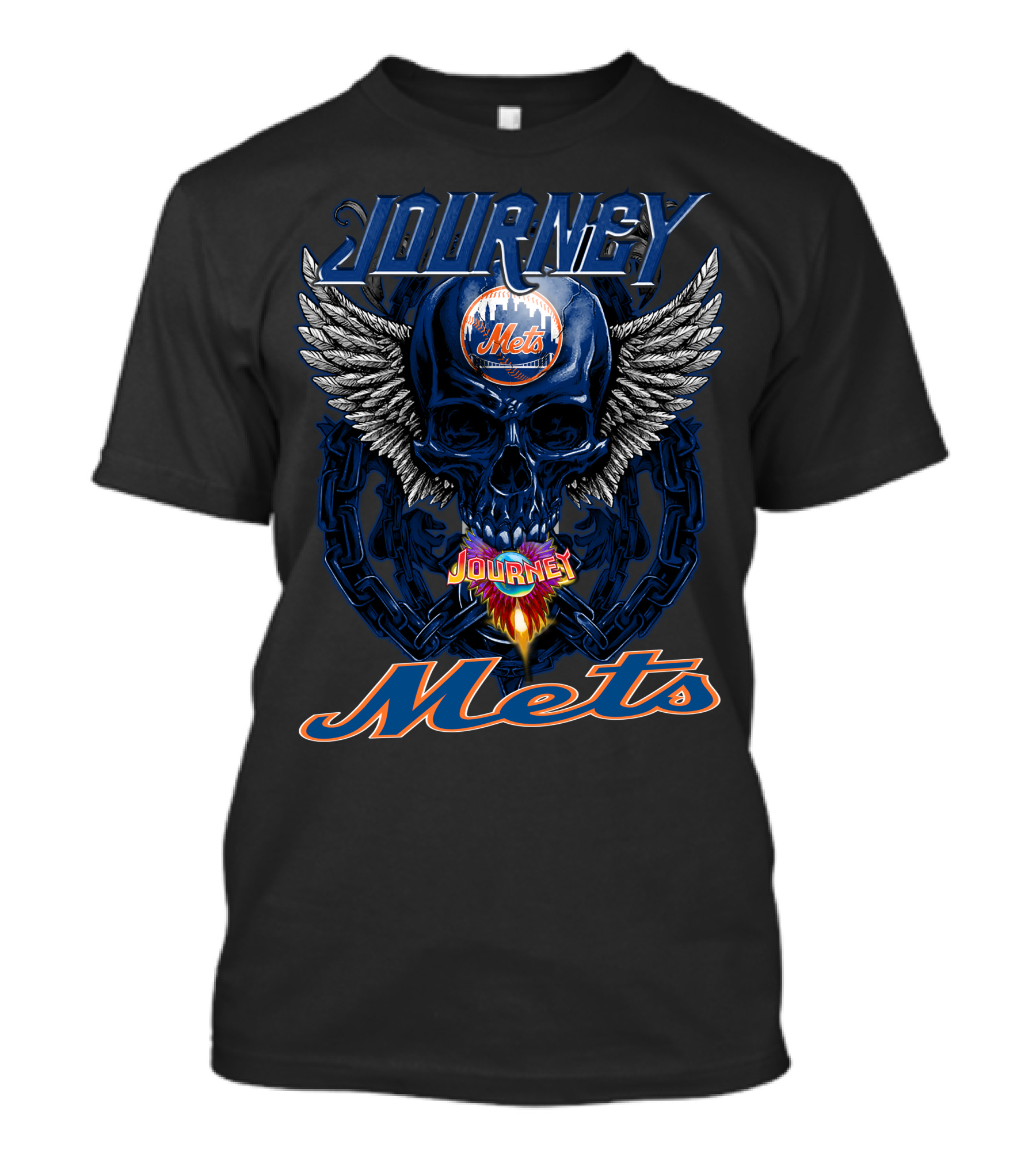 Journey Mets Skull Wings Flame T-Shirt