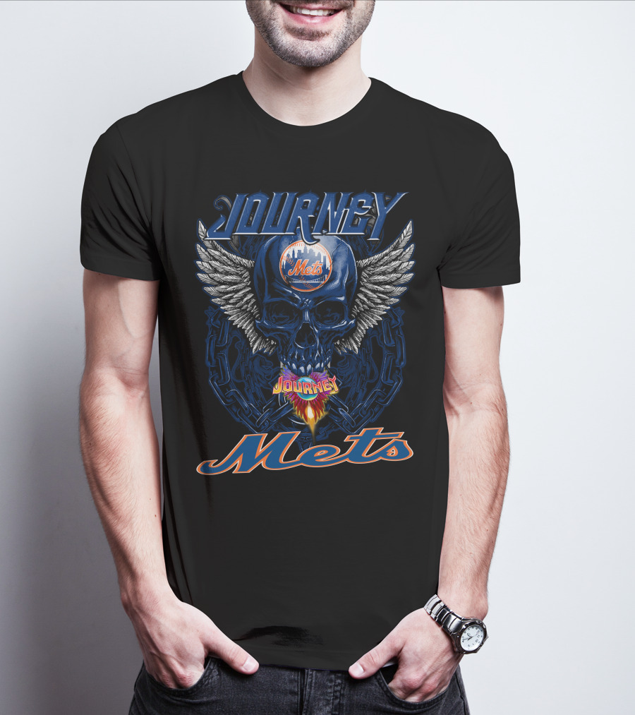 Journey Mets Skull Wings Flame T-Shirt