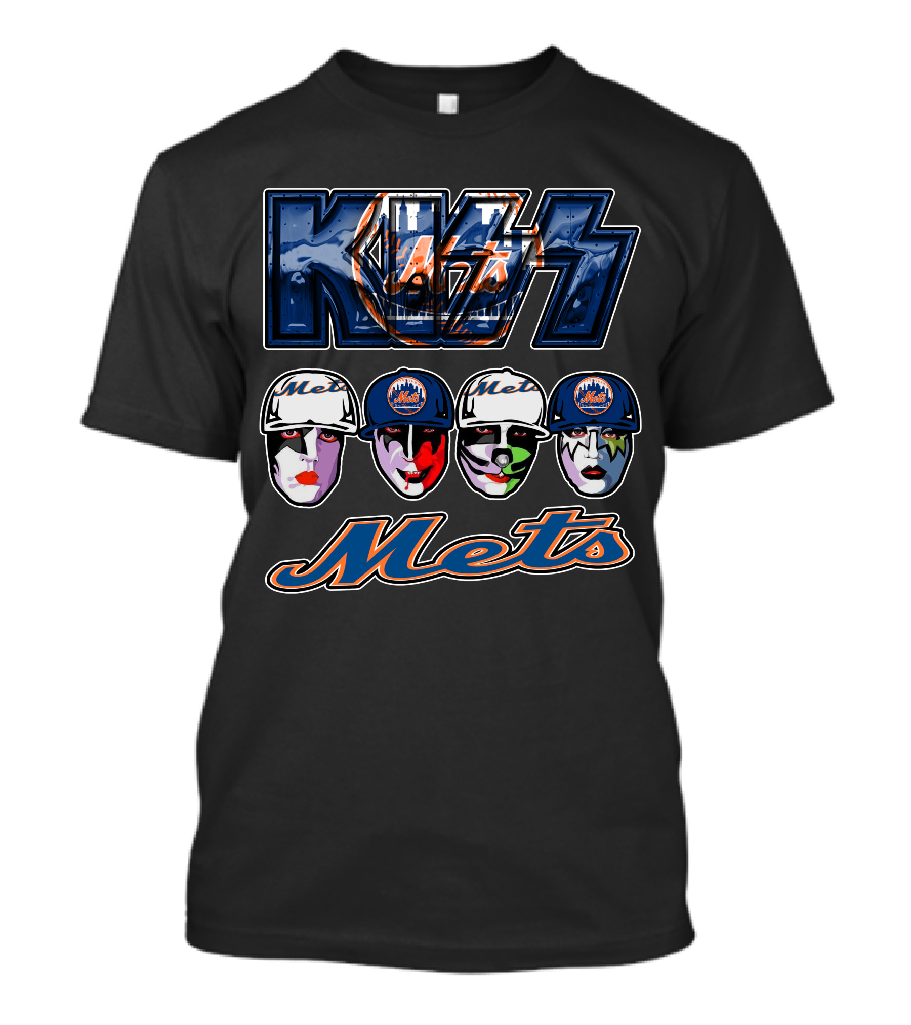 Kiss New York Mets Face Paint Baseball T-Shirt