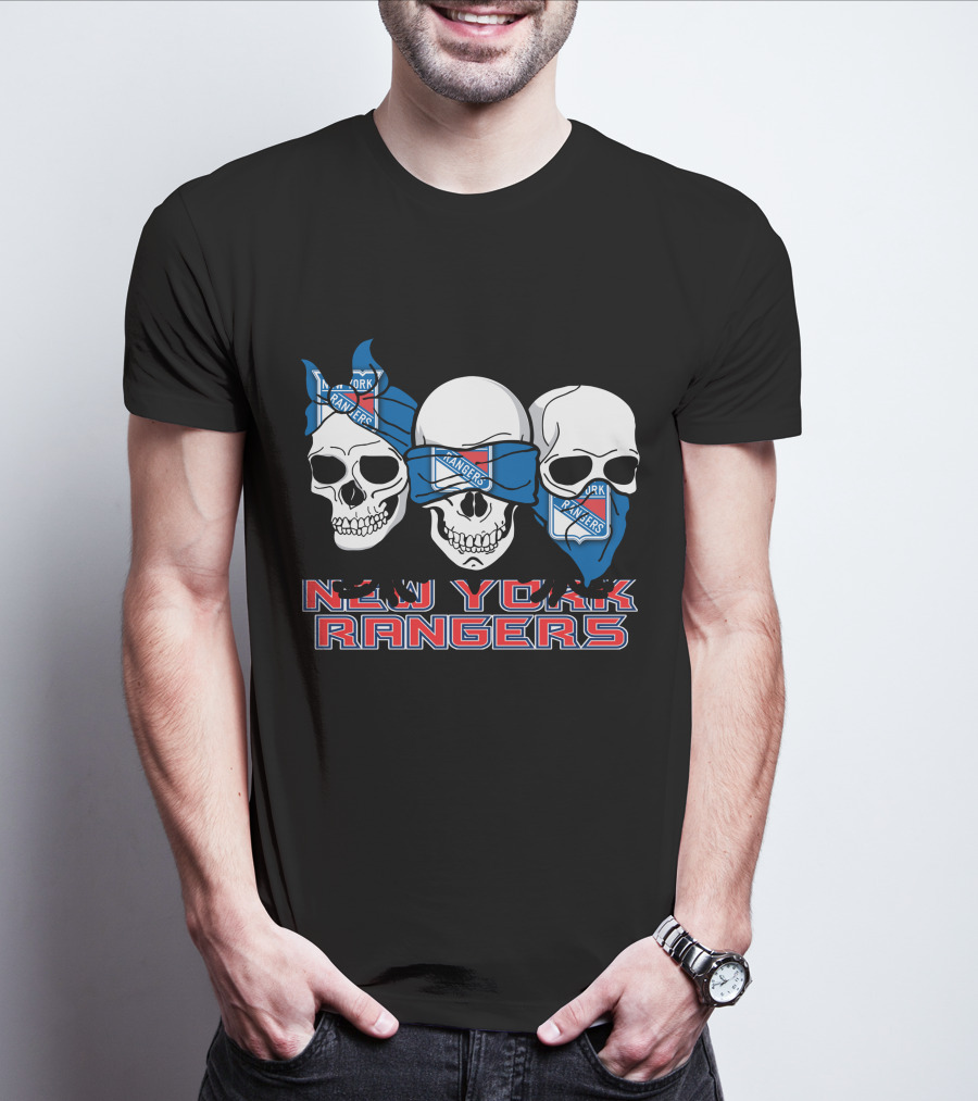 New York Rangers Skulls Fan T-Shirt