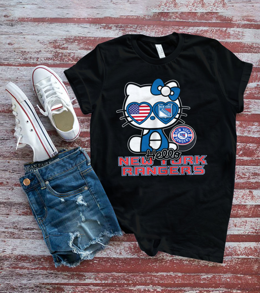 Hellokitty New York Rangers American Flag Heart Eyes T-Shirt