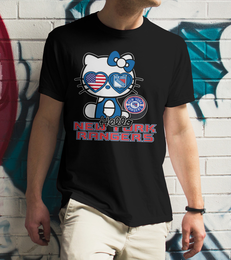 Hellokitty New York Rangers American Flag Heart Eyes T-Shirt