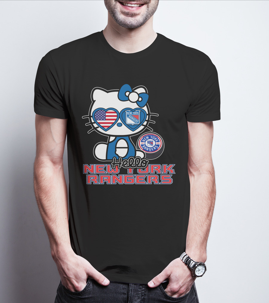 Hellokitty New York Rangers American Flag Heart Eyes T-Shirt