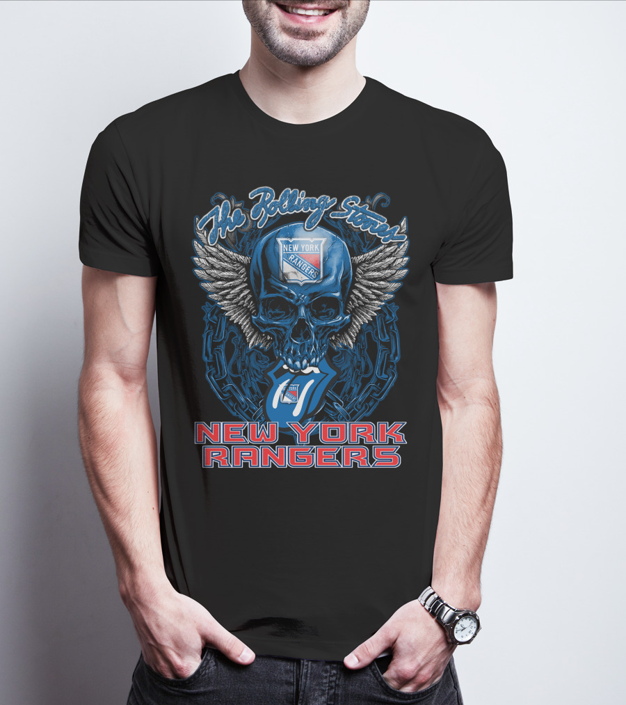 The Rolling Stones Skull With Wings And Tongue Featuring New York Rangers T-Shirt