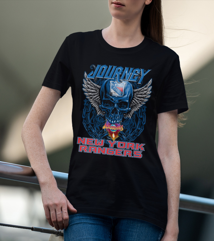 Journey New York Rangers Skull Wings Chain Flame T-Shirt
