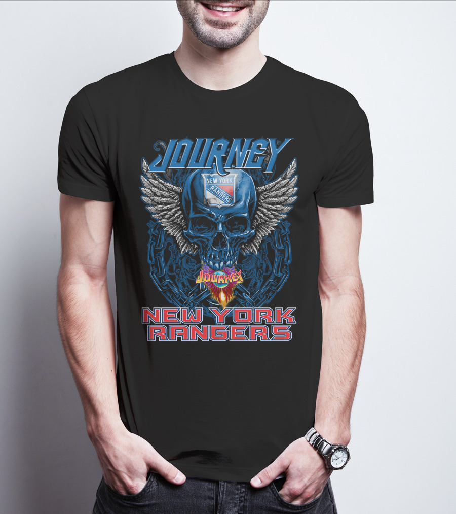 Journey New York Rangers Skull Wings Chain Flame T-Shirt