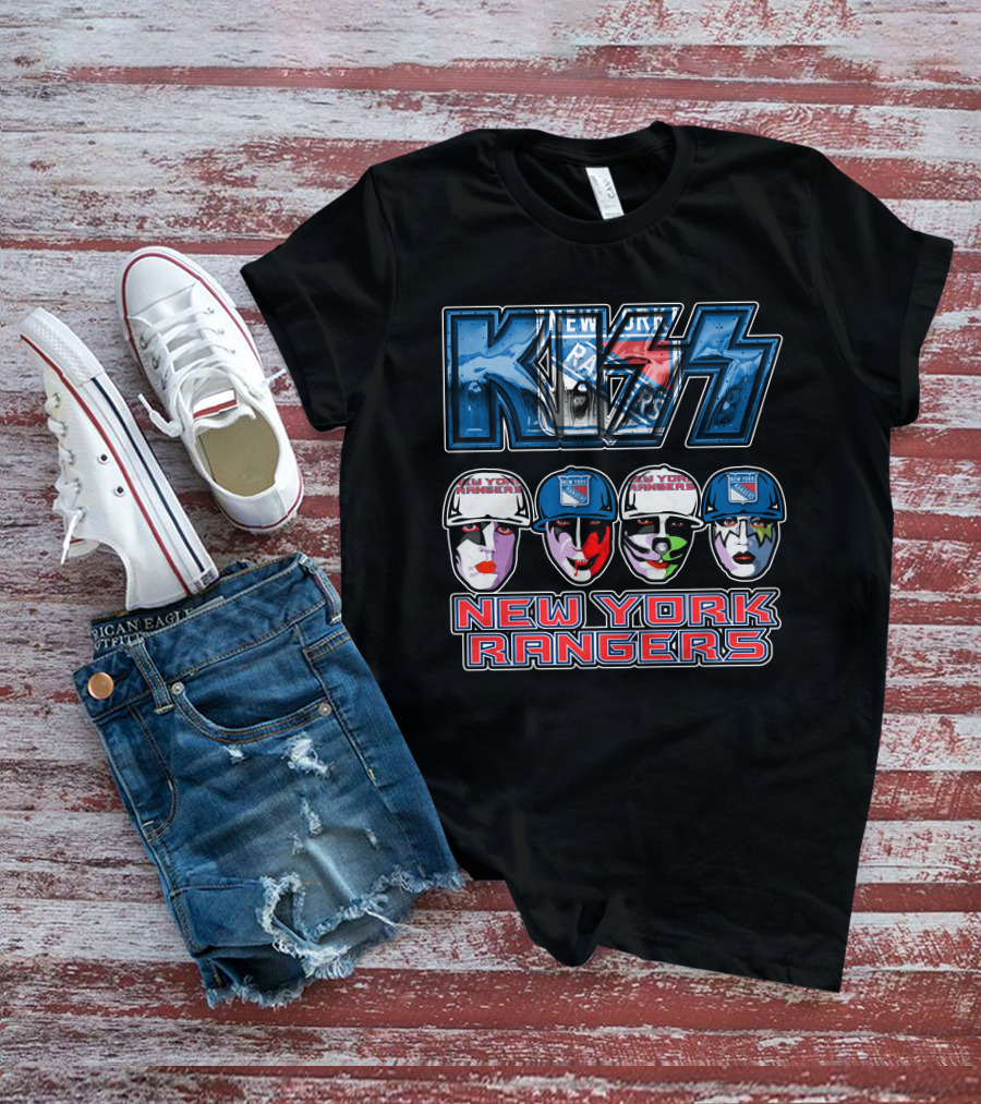 Kiss New York Rangers Iconic Band And Ice Hockey Team Fusion T-Shirt