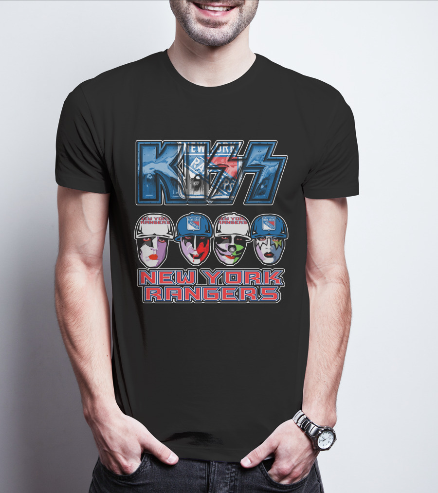 Kiss New York Rangers Iconic Band And Ice Hockey Team Fusion T-Shirt