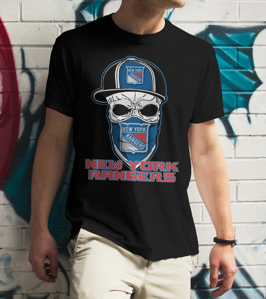 New York Rangers Skull Hat T-Shirt