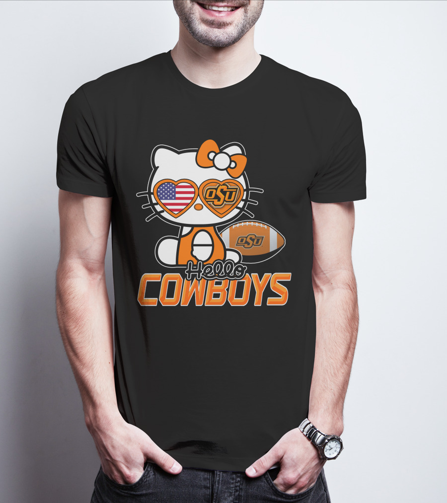 Hello Kitty OSU Cowboys Football Fan T-Shirt