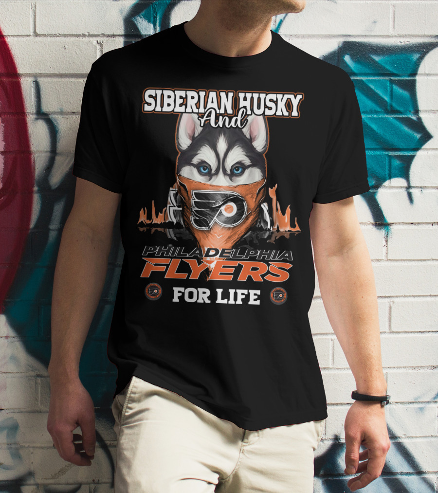 Siberian Husky And Philadelphia Flyers For Life T-Shirt