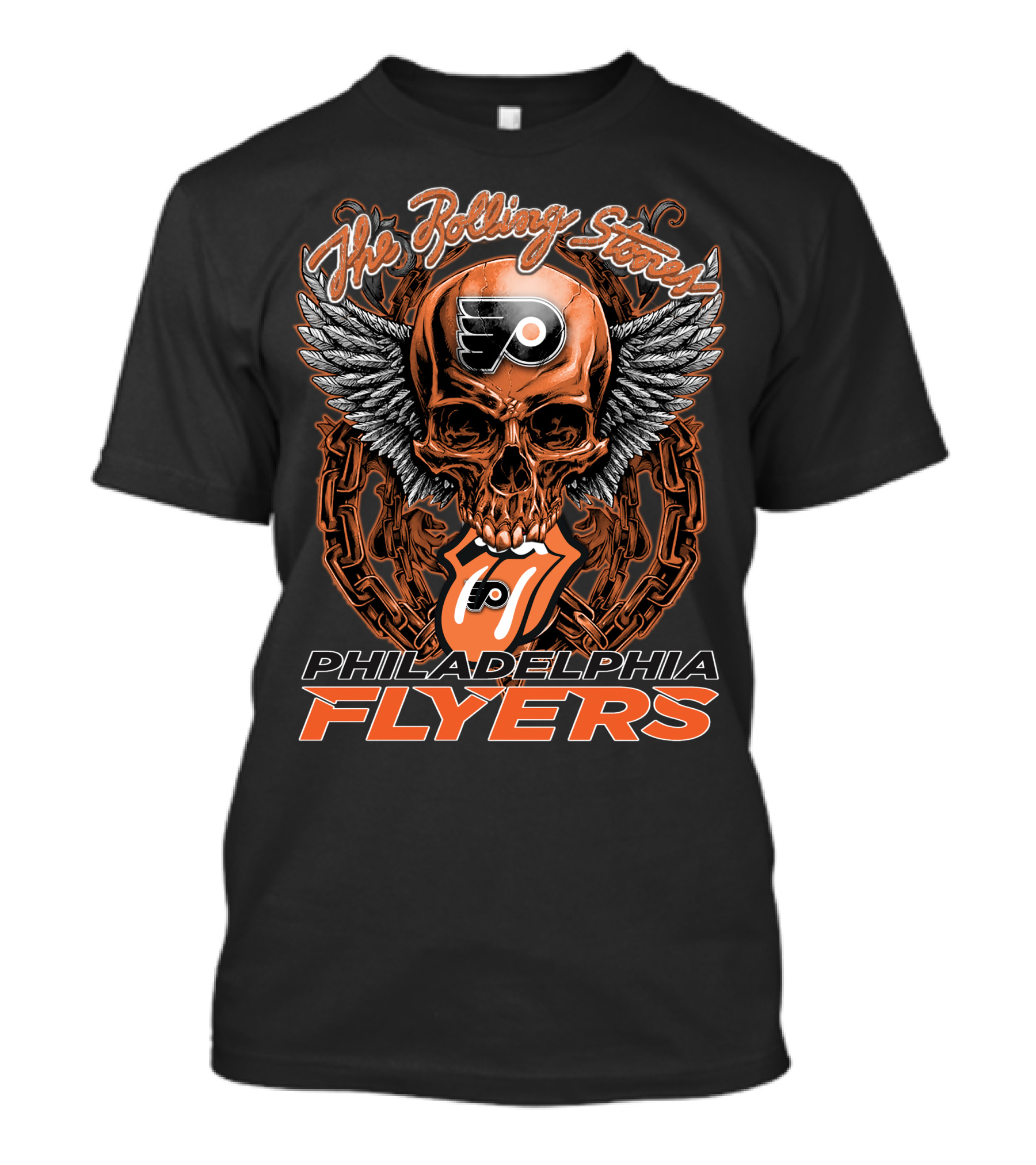 The Rolling Stones Philadelphia Flyers Skull Wings Tongue T-Shirt