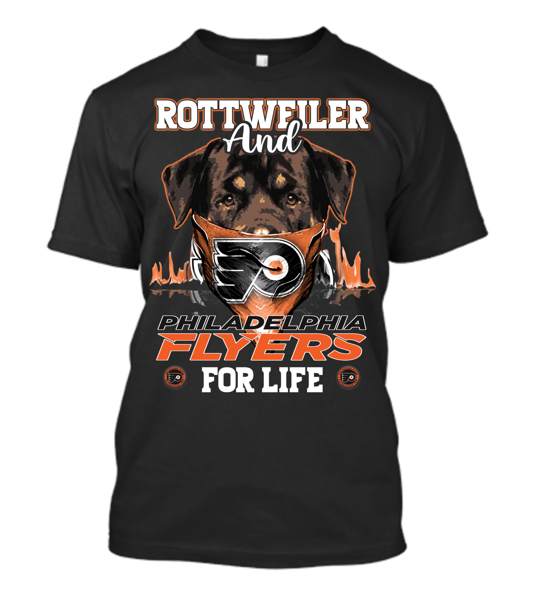 Rottweiler And Philadelphia Flyers For Life T-Shirt