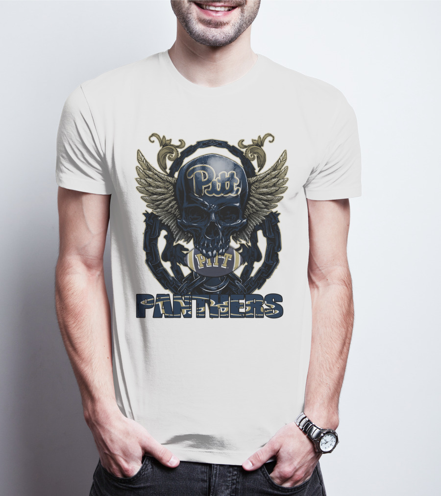 Pitt Panthers Skull Winged Football T-Shirt
