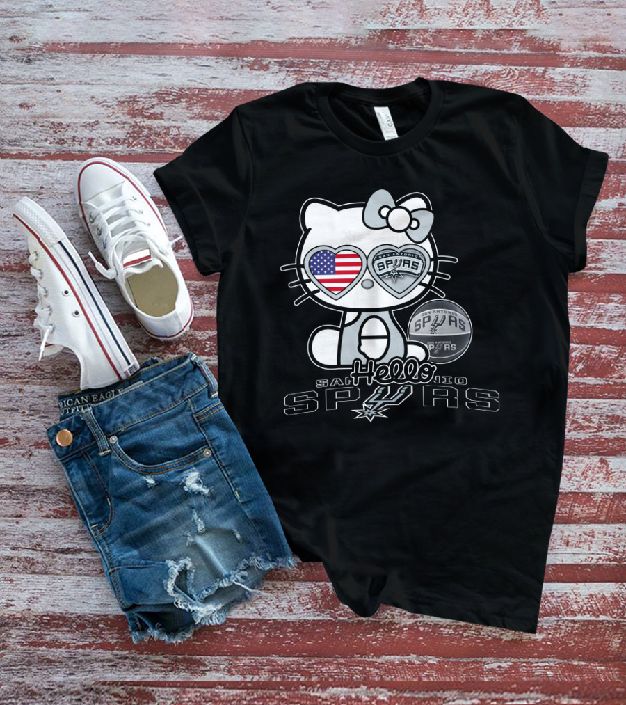 Hello Kitty San Antonio Spurs USA Flag T-Shirt