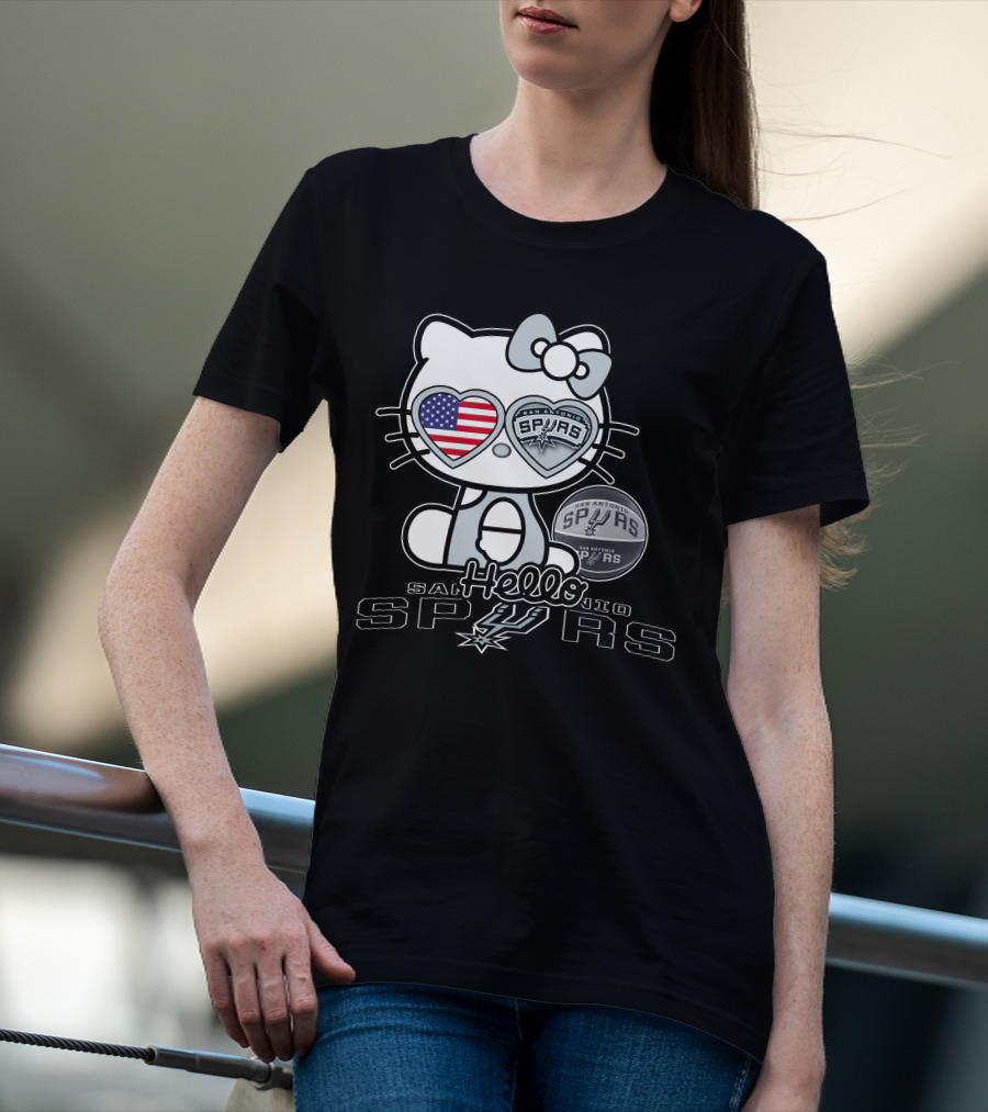 Hello Kitty San Antonio Spurs USA Flag T-Shirt