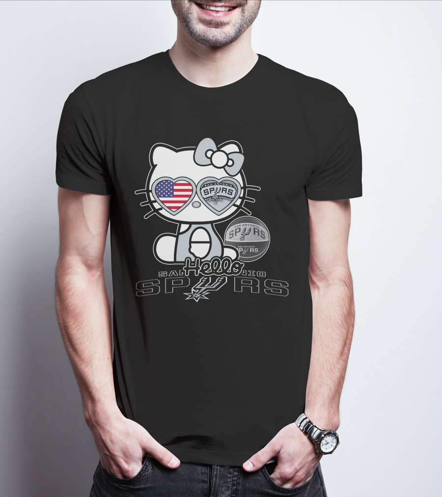 Hello Kitty San Antonio Spurs USA Flag T-Shirt