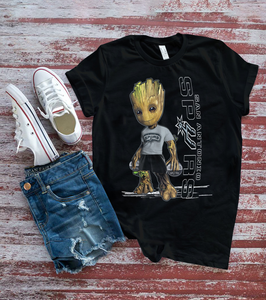 Groot San Antonio Spurs NBA Basketball Character Crossover T-Shirt