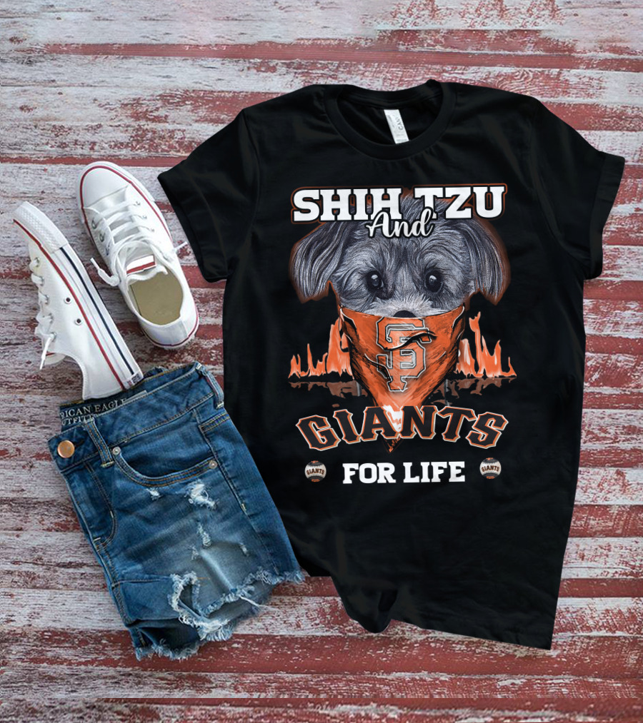 Shih Tzu And Giants For Life San Francisco Giants T-Shirt
