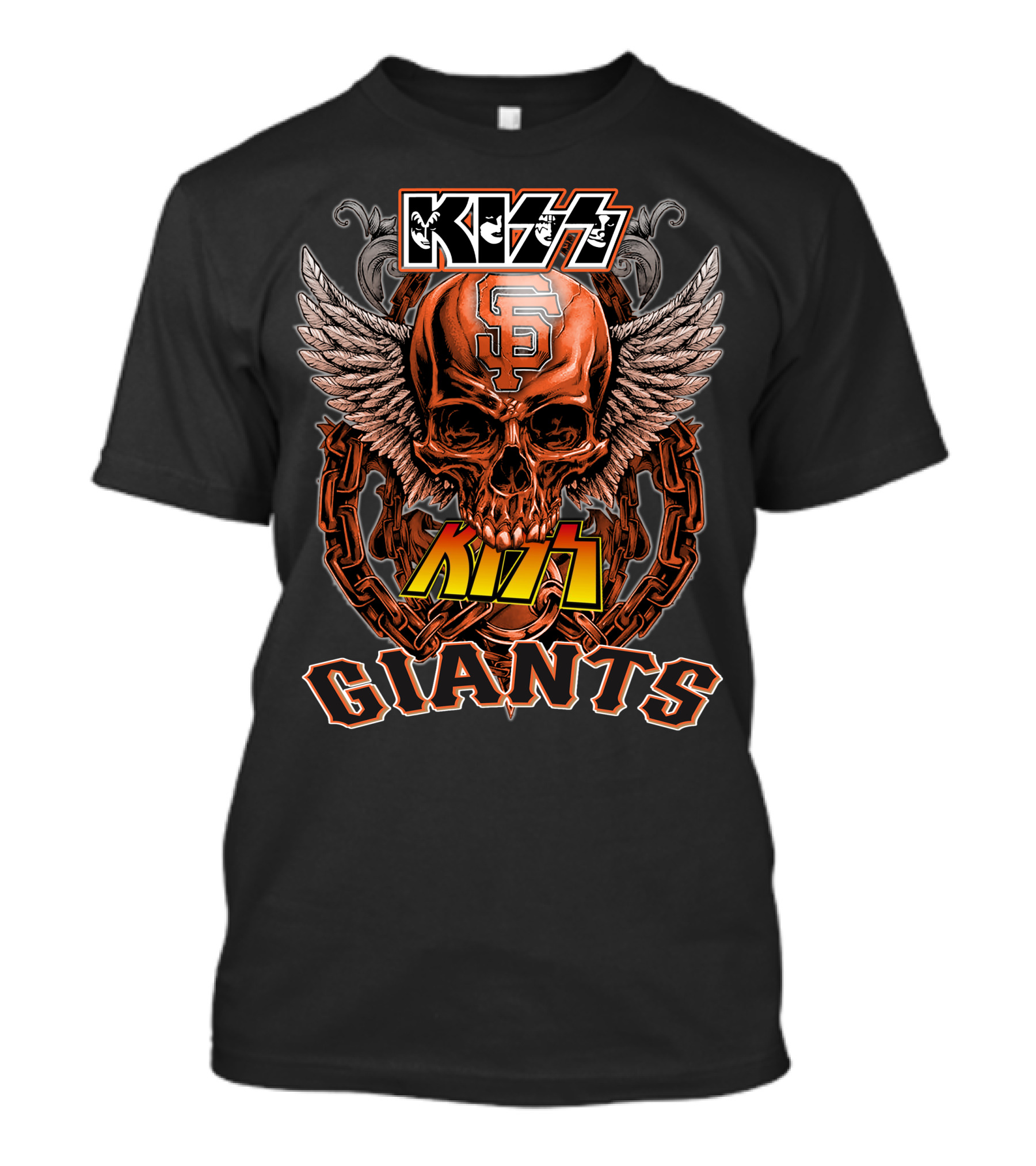 KISS San Francisco Giants Skull Wings Chain T-Shirt