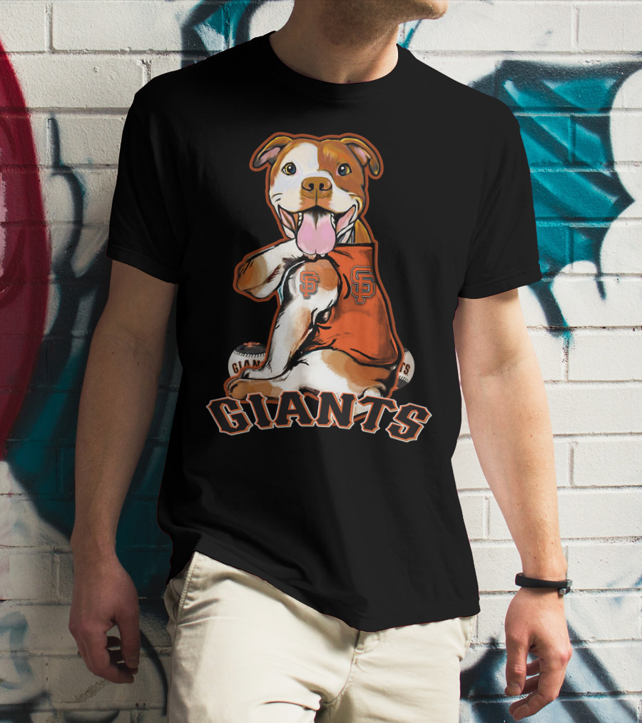 Pittbull San Francisco Giants Dog Logo Orange And Black T-Shirt