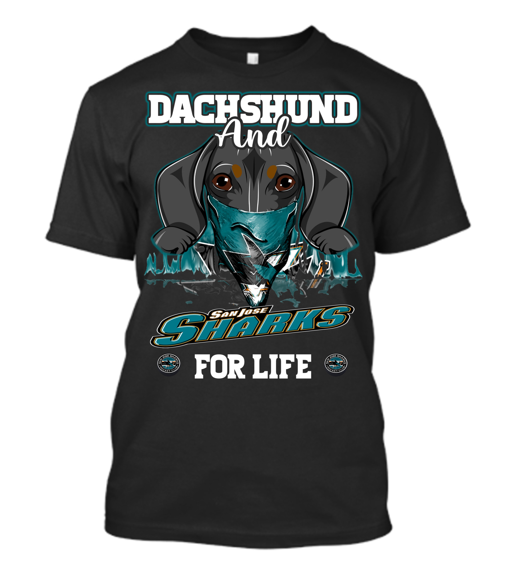 Dachshund And San Jose Sharks For Life T-Shirt