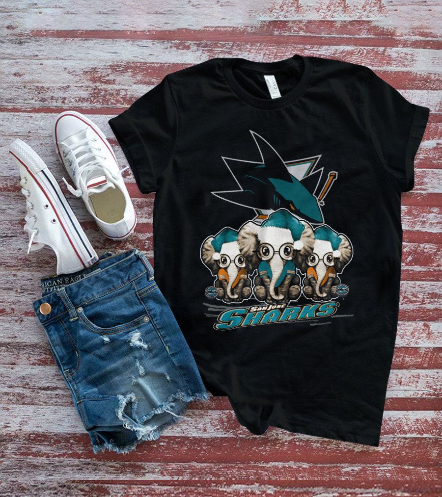 San Jose Sharks Elephants Xmas Trio T-Shirt
