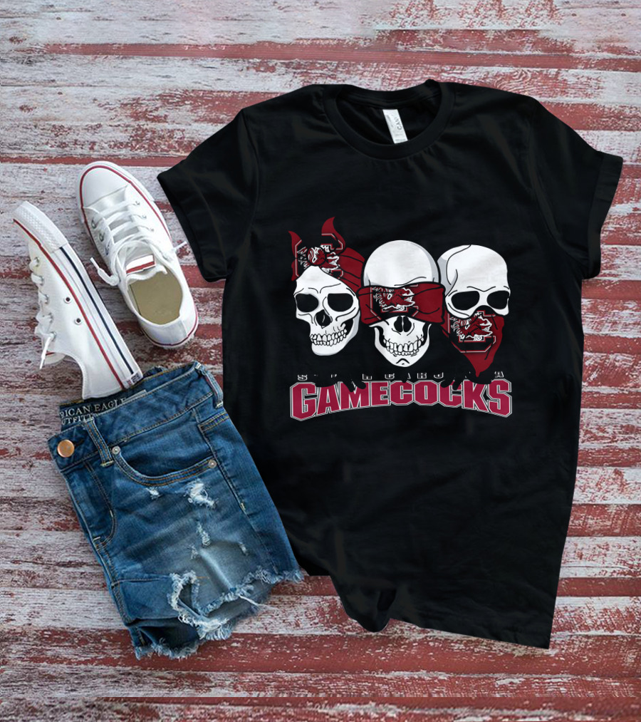 3 Skull Gamecocks Bandana South Carolina T-Shirt