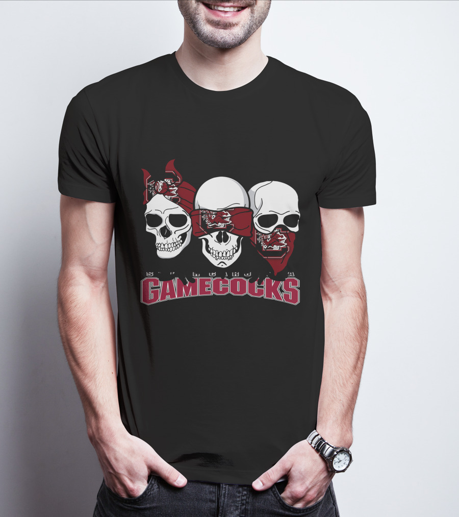 3 Skull Gamecocks Bandana South Carolina T-Shirt