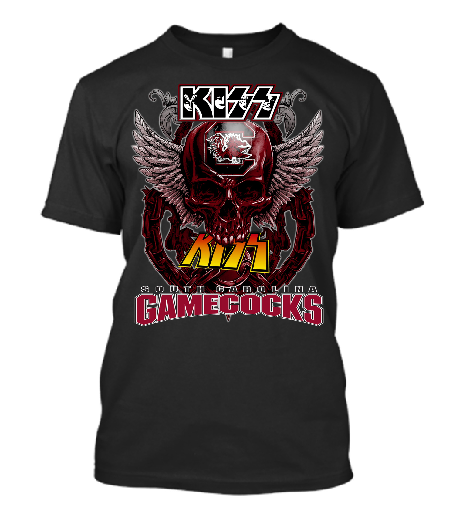 Kiss South Carolina Gamecocks Skull Wings T-Shirt