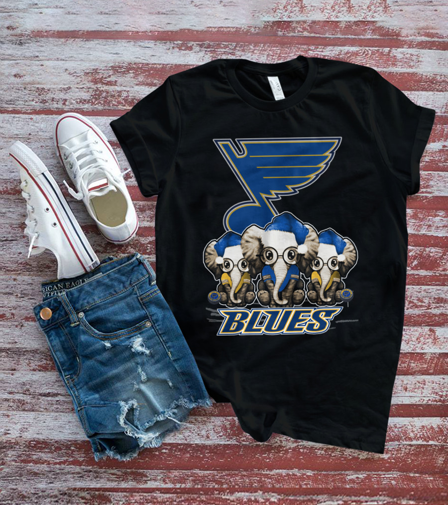 Elephan Xmas St. Louis Blues Hockey Elephants T-Shirt