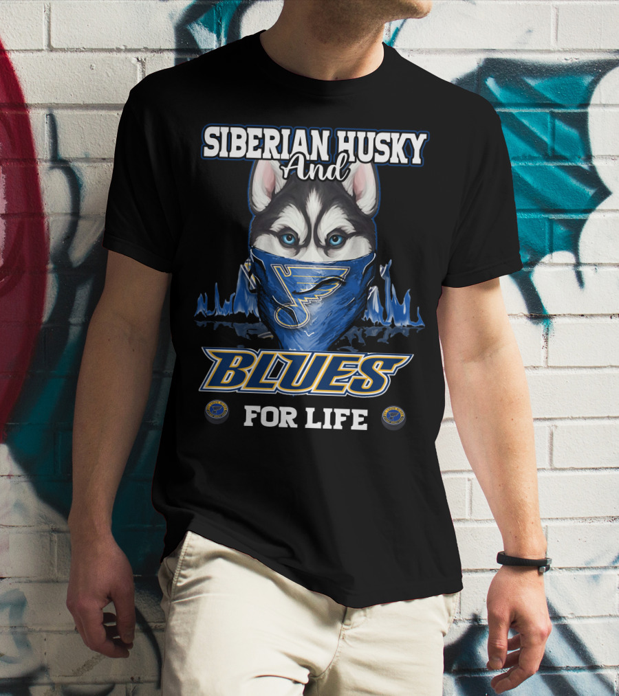 Siberian Husky And St. Louis Blues For Life T-Shirt