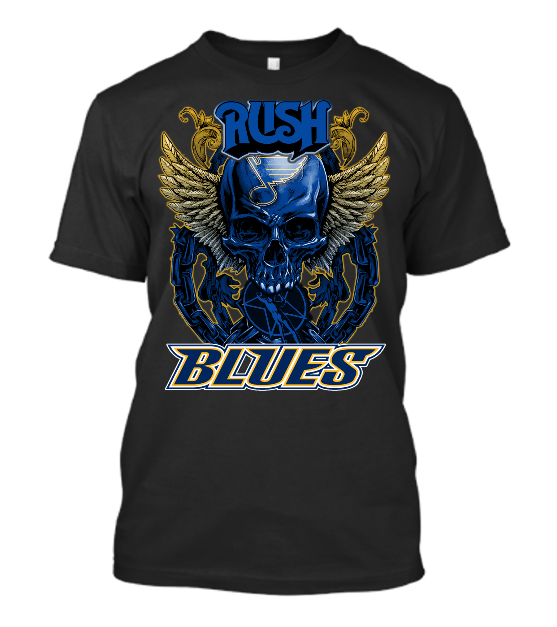 Rush St. Louis Blues Skull With Wings And Chains T-Shirt