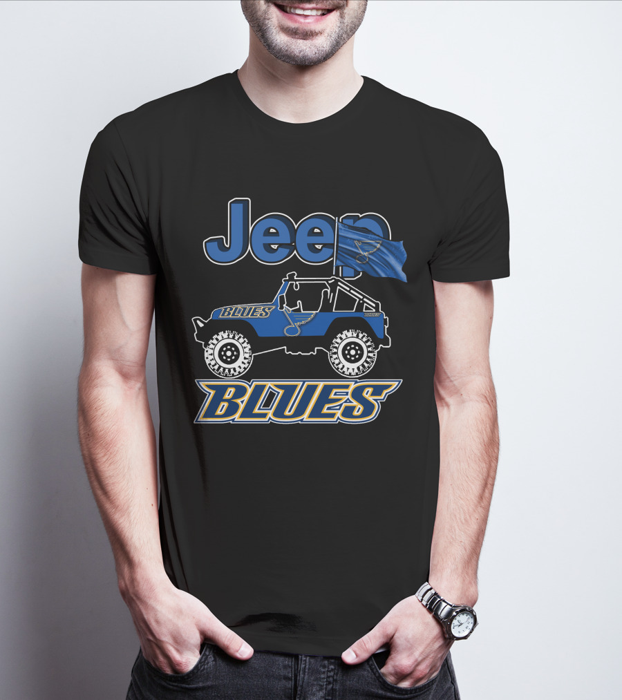 Jeep St. Louis Blues Flag And Vehicle Fan Gear T-Shirt