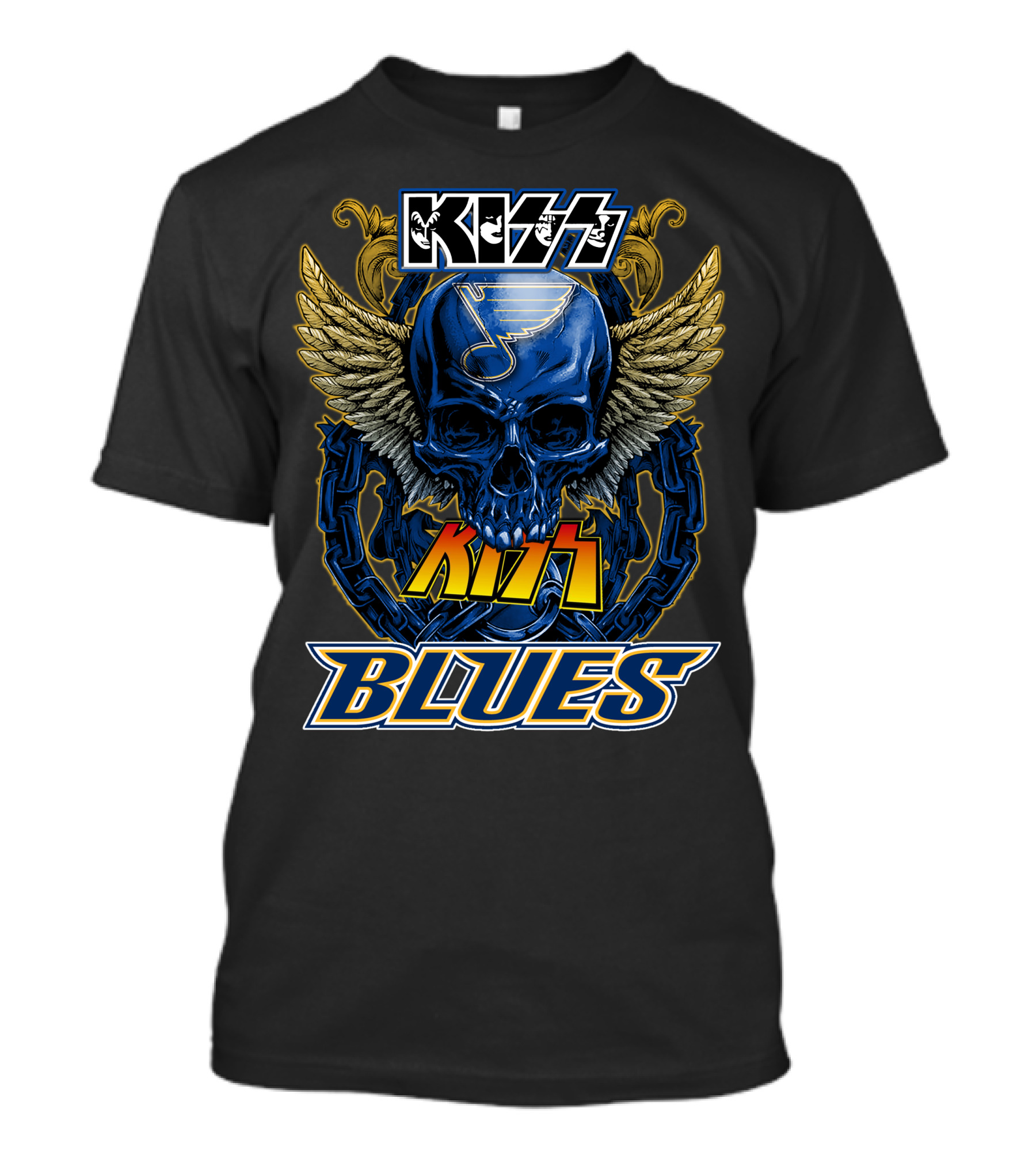 Kiss St. Louis Blues Skull With Wings And Chains T-Shirt