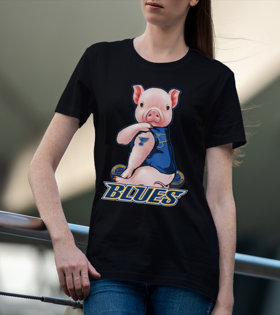 Pig Wearing St. Louis Blues Logo T-Shirt