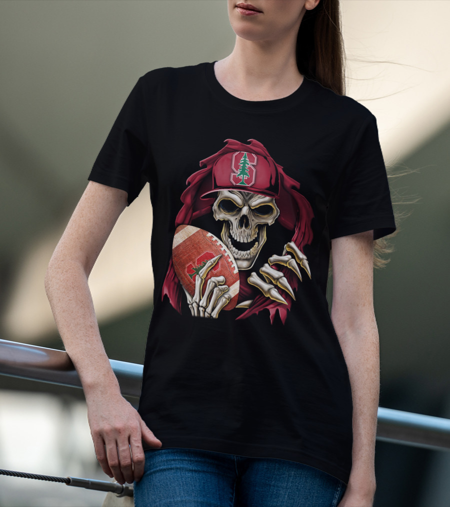 Skullbong Stanford Cardinal Skeleton Football T-Shirt