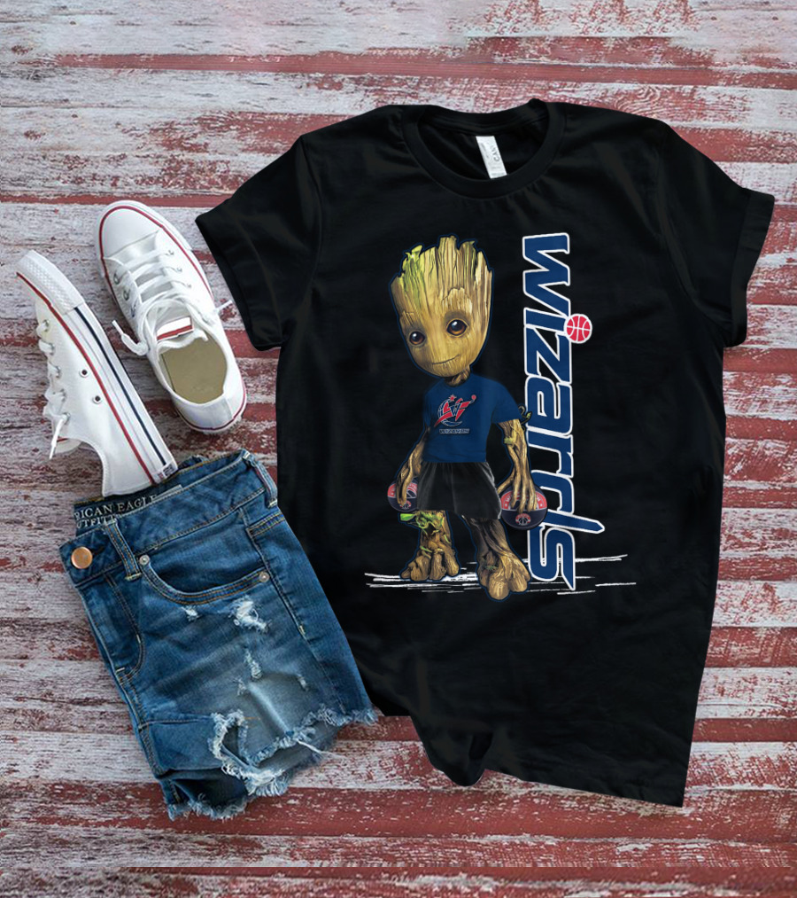 Groot Wearing Washington Wizards Jersey With Basketball Sneakers T-Shirt