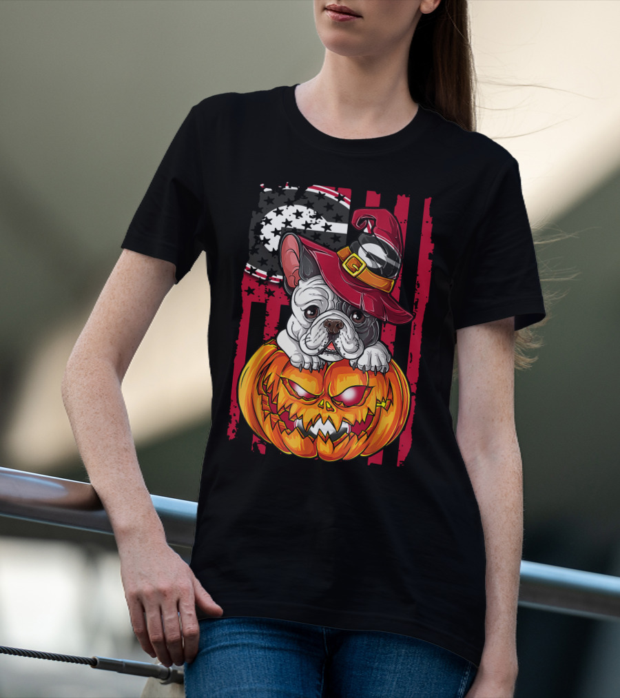 Hlw Bulldog Georgia Bulldogs Halloween Pumpkin And Witch Hat T-Shirt