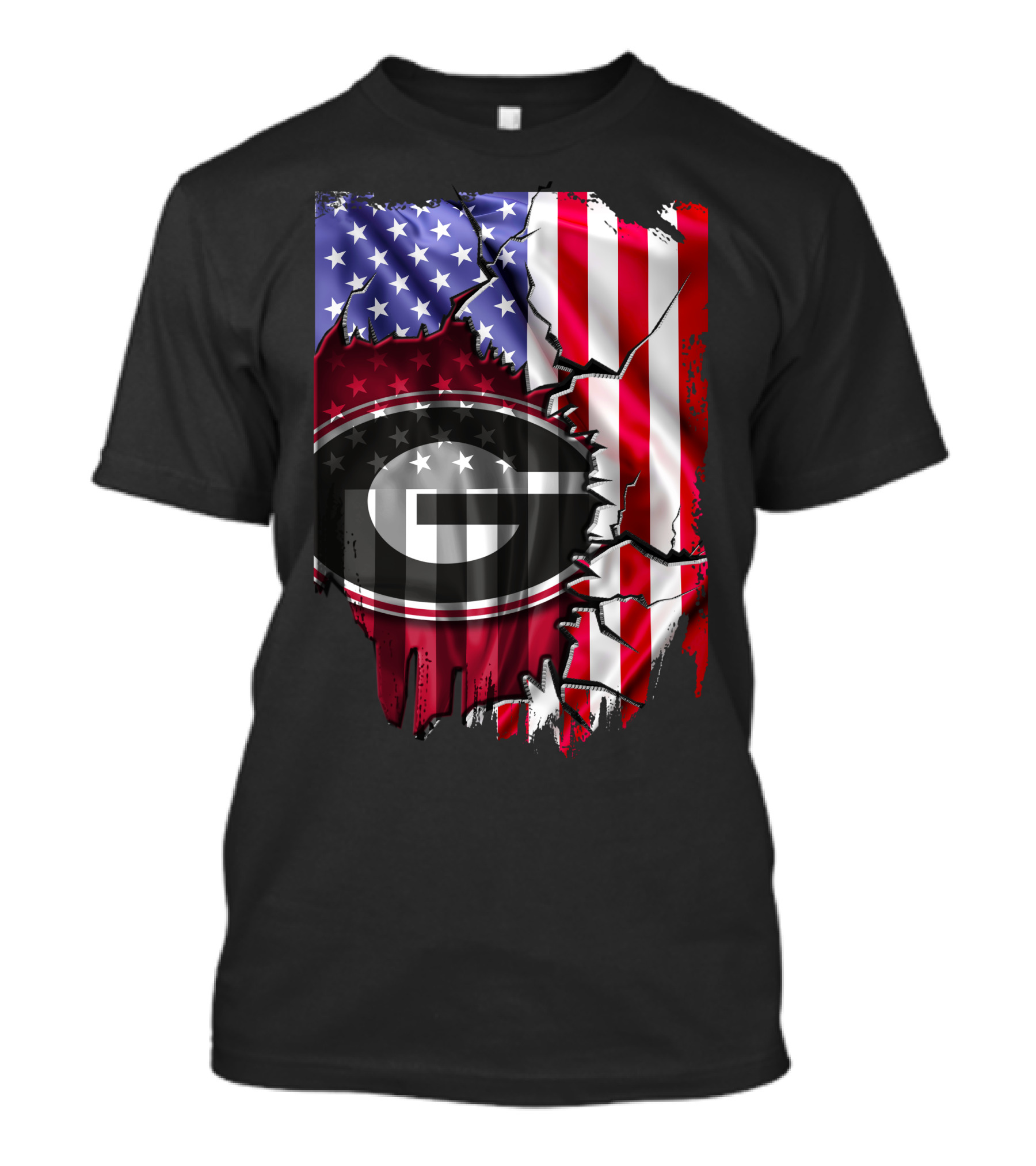 American Flag Georgia Bulldogs Logo Patriotic T-Shirt