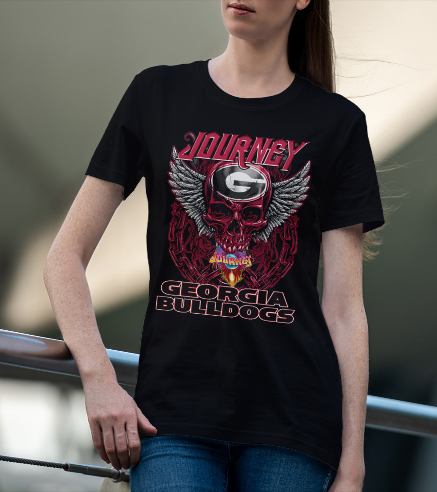 Journey Georgia Bulldogs Skull Wings T-Shirt