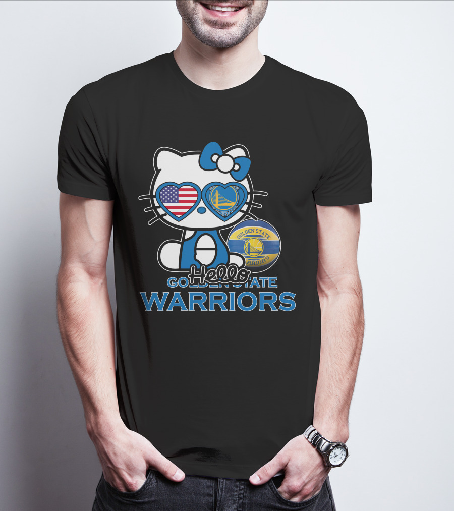 Hello Kitty Golden State Warriors USA Heart Glasses T-Shirt