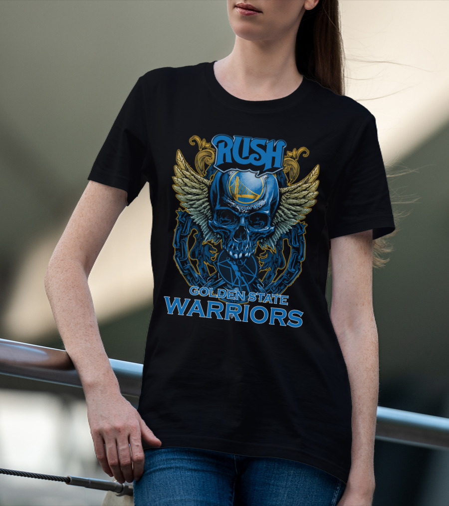 Rush Golden State Warriors Skull Wings Shield T-Shirt