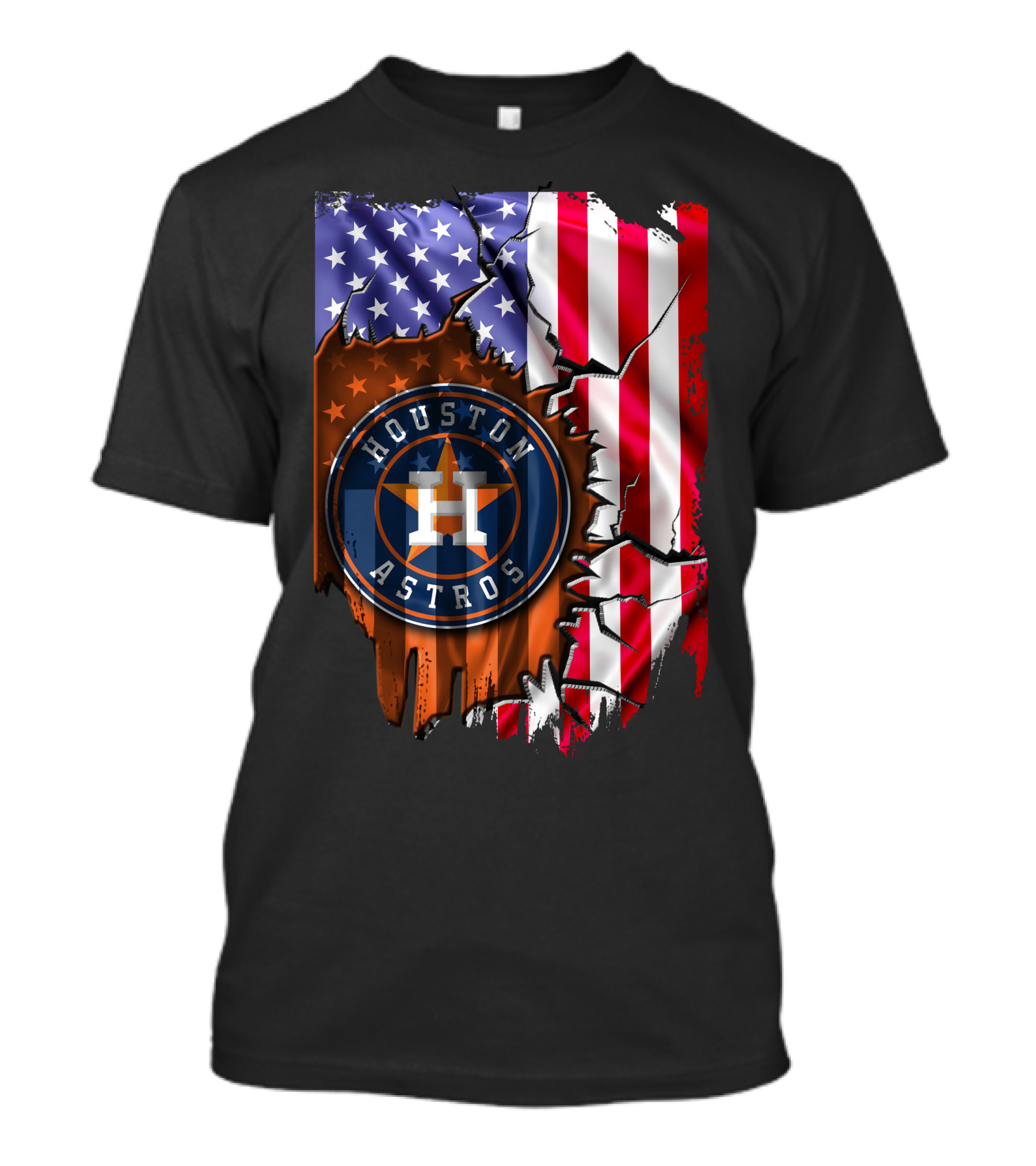 Houston Astros American Flag Tear T-Shirt